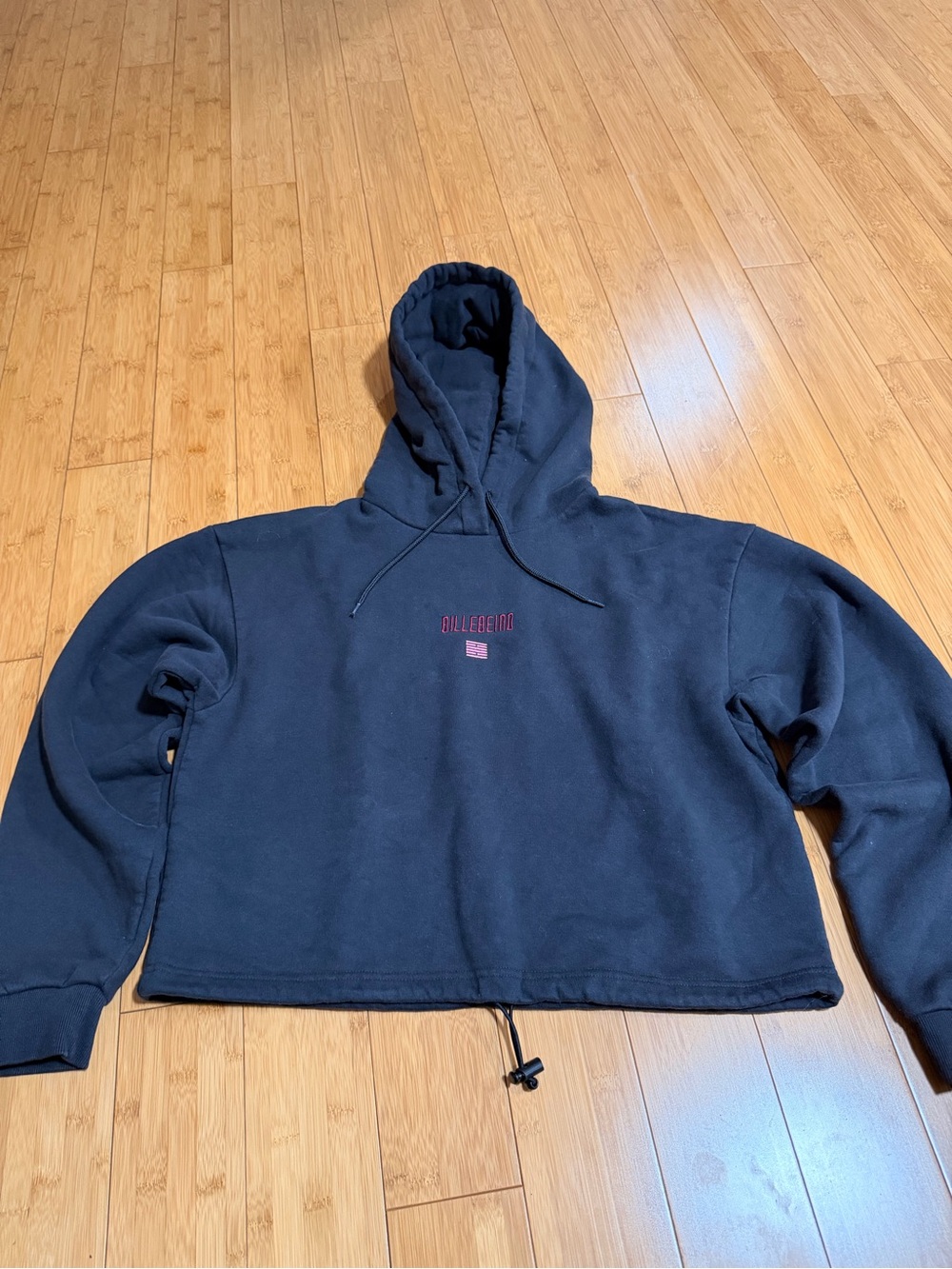 Women's Black Cropped Hoodie Sweatshirt - Crew/Scoop Neck Style Billebeino
